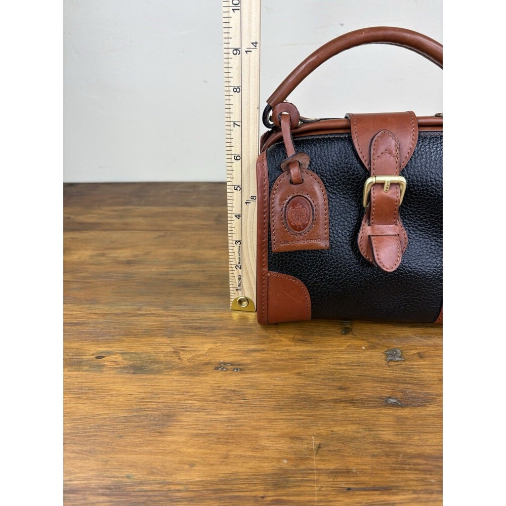 Vtg Liz Claiborne Leather Doctor Bag Satchel Purse Cognac Brown Top Handle - Picture 16 of 16